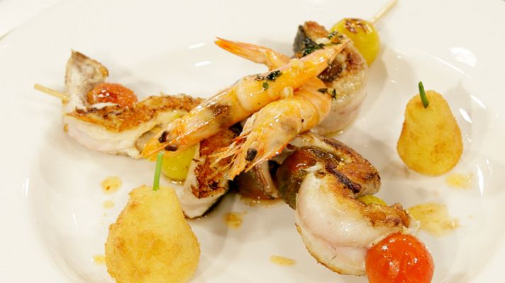 RTVE Cocina - Brocheta de lubina con langostinos