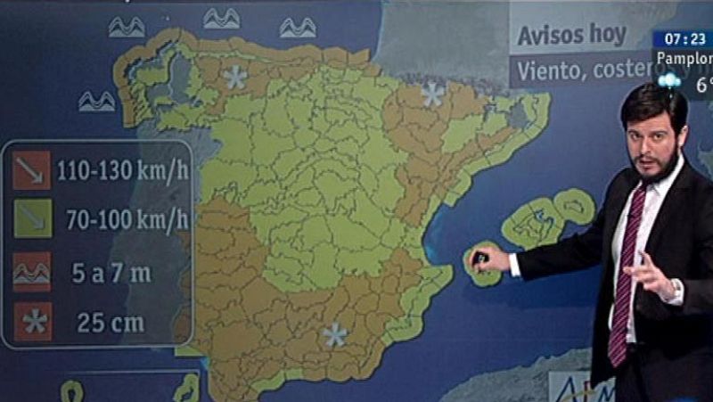 Fuertes vientos en la Cornisa Cantábrica, la mitad sur peninsular y el Delta del Ebro