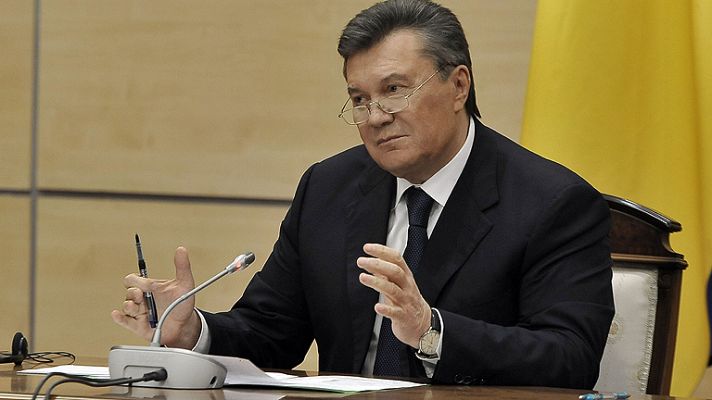 Telediario 1 - Yanukóvich asegura que la situación en Crimea es una reacción natural al "golpe" en Kiev