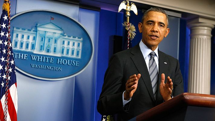 Telediario 1 - Obama afirma que el referéndum de Crimea es ilegal y subraya que será firme contra Rusia