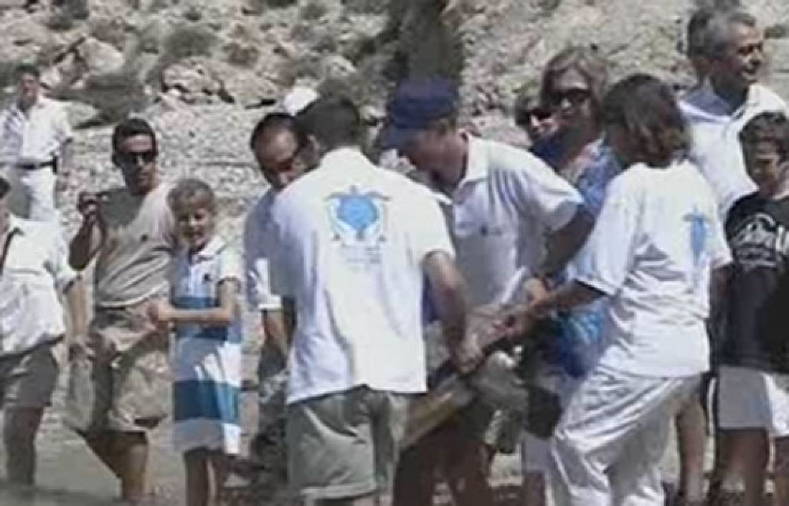 La reina participa en la tradicional suelta de tortugas en la isla de Cabrera | Ver