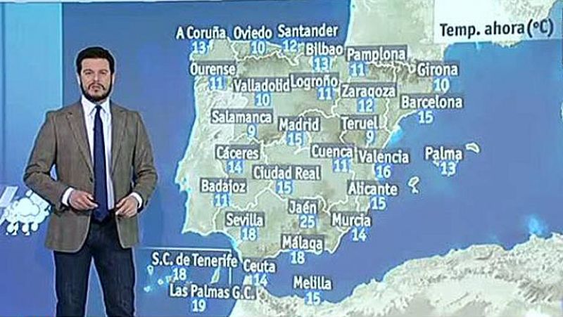 Lluvias en Pirineos y Sistema Ibérico, con temperaturas altas en el sur