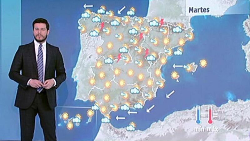 Cielos soleados en el sur y tormentas en los sistemas montañosos de la mitad norte