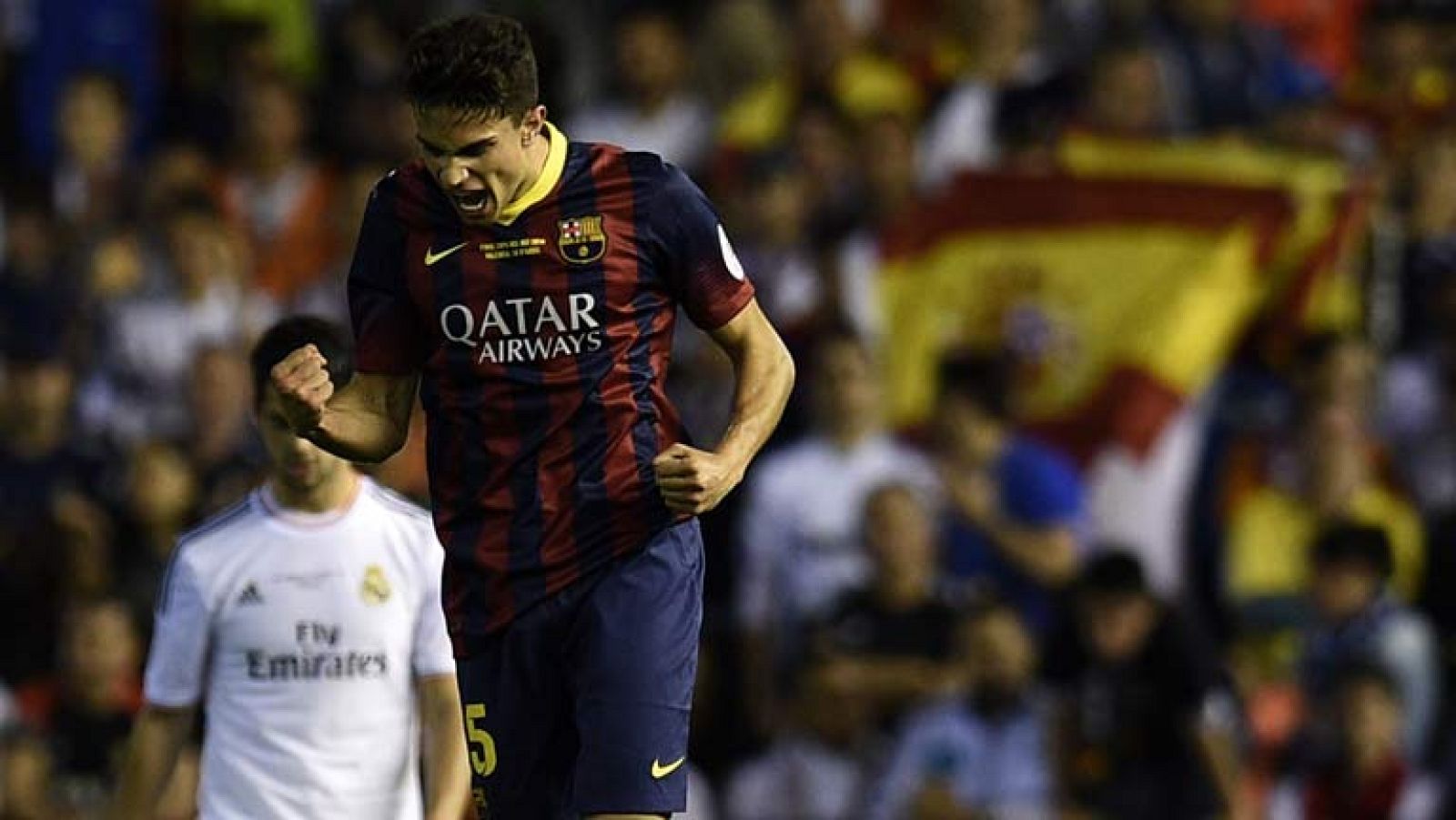 El central del FC Barcelona Marc Bartra ha marcado el gol del empate en el minuto 68, con un cabezazo a saque de esquina ante el que nada ha podido hacer Casillas.