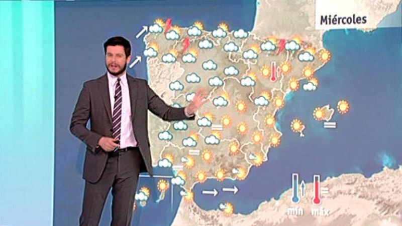 Nubes en la mitad oeste y lluvias en la cornisa cantábrica