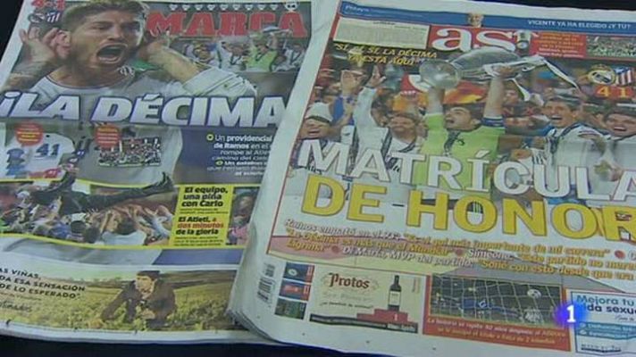 Telediario 1 - La prensa mundial se hace eco de la victoria del Madrid