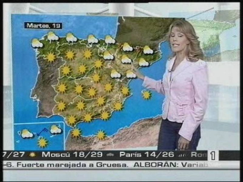 Cielo poco nuboso o despejado en el resto de la Península y Baleares, aunque con algunos intervalos nubosos en puntos del litoral mediterráneo