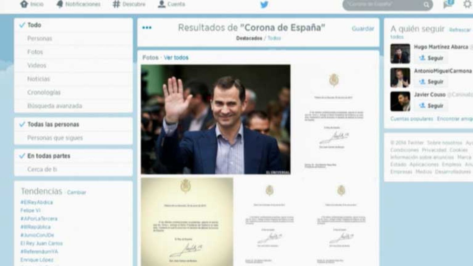 La abdicación del rey, trending topic mundial