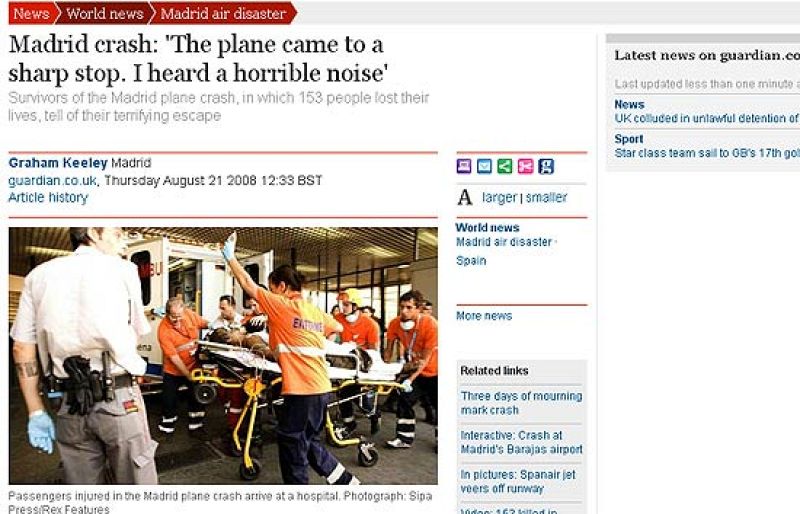 Amplia cobertura online del accidente aéreo de Barajas | Ver
