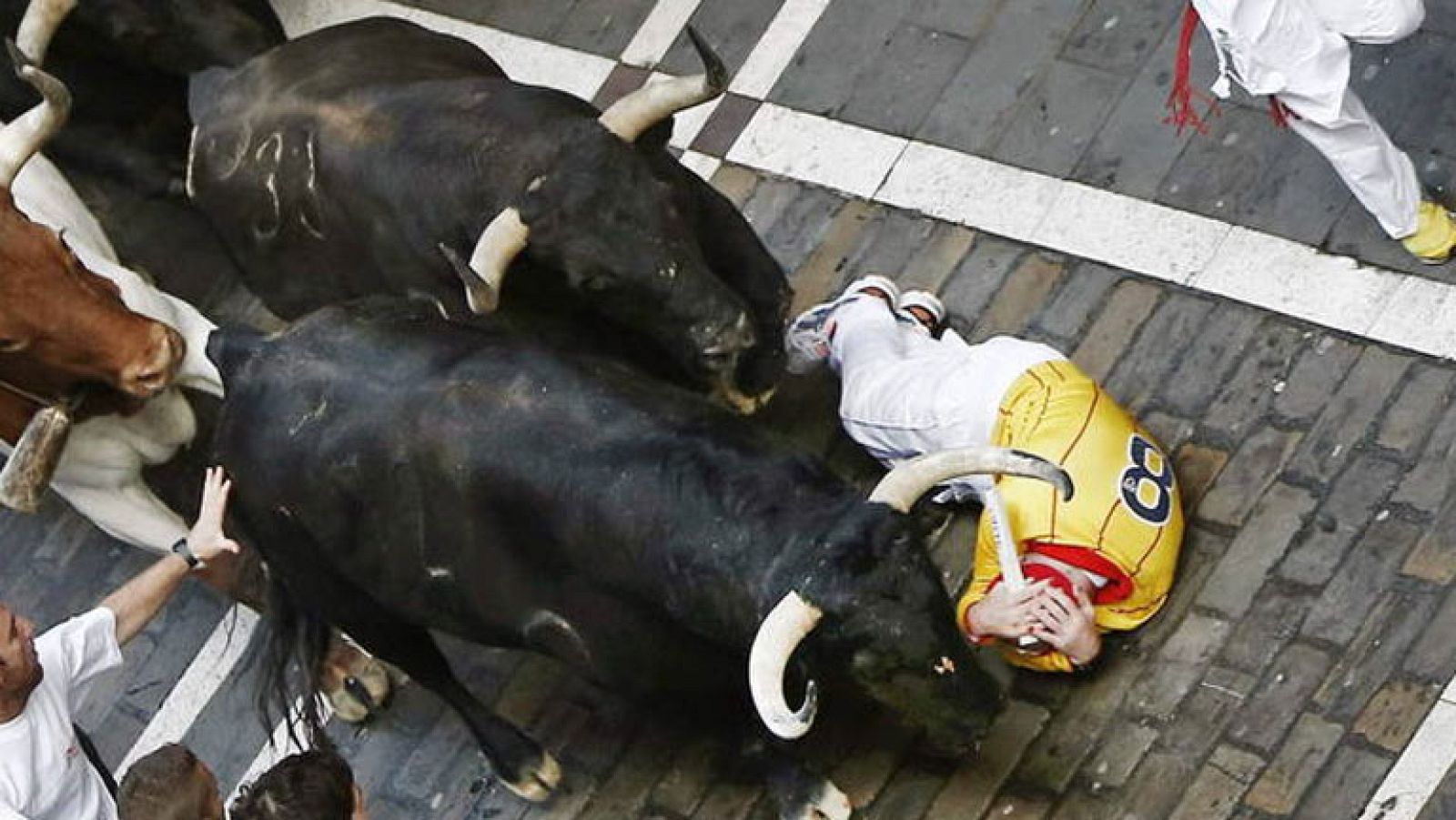 Quinto encierro de Sanfermines 2014 - Cámara aérea