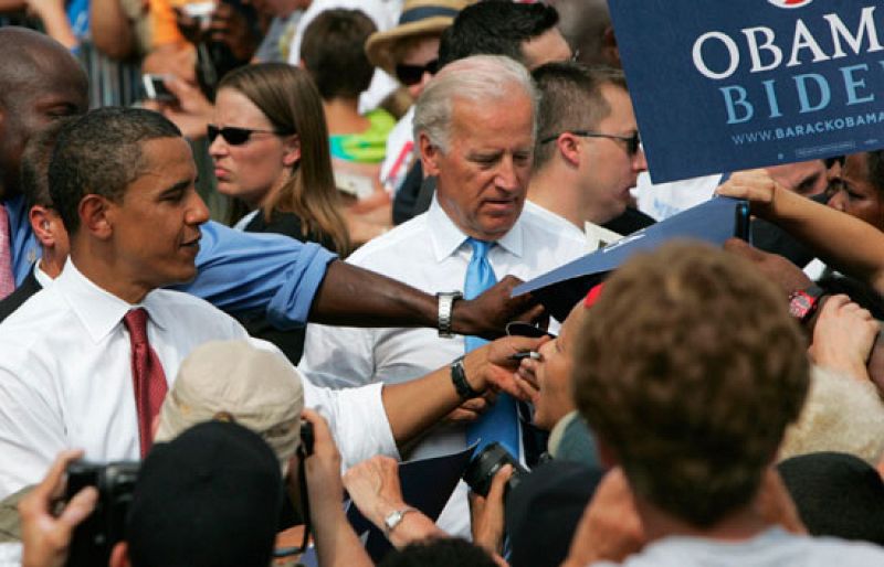 Obama y Biden,  primer acto de campaña