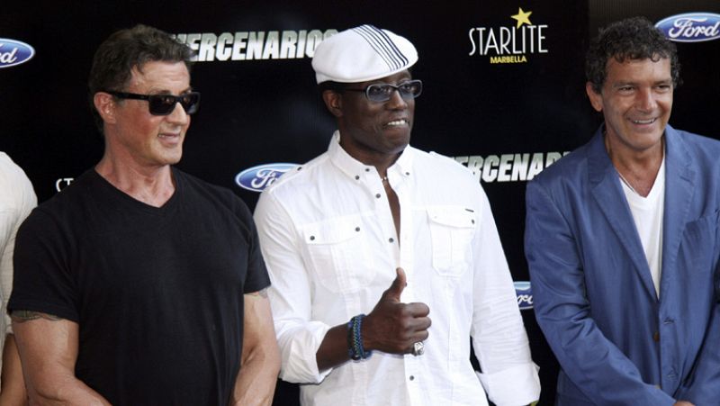 Stallone y Banderas presentan en Marbella 'Los mercenarios 3' | Ver