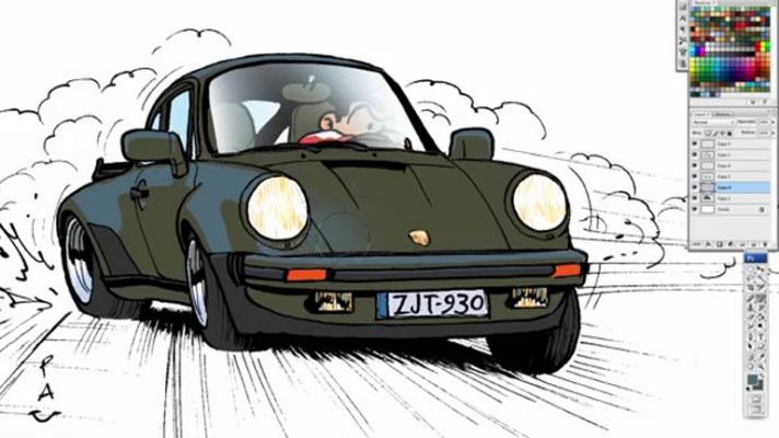 El cómic en RTVE.es - Pau nos enseña a dibujar un Porsche 911 turbo (930)