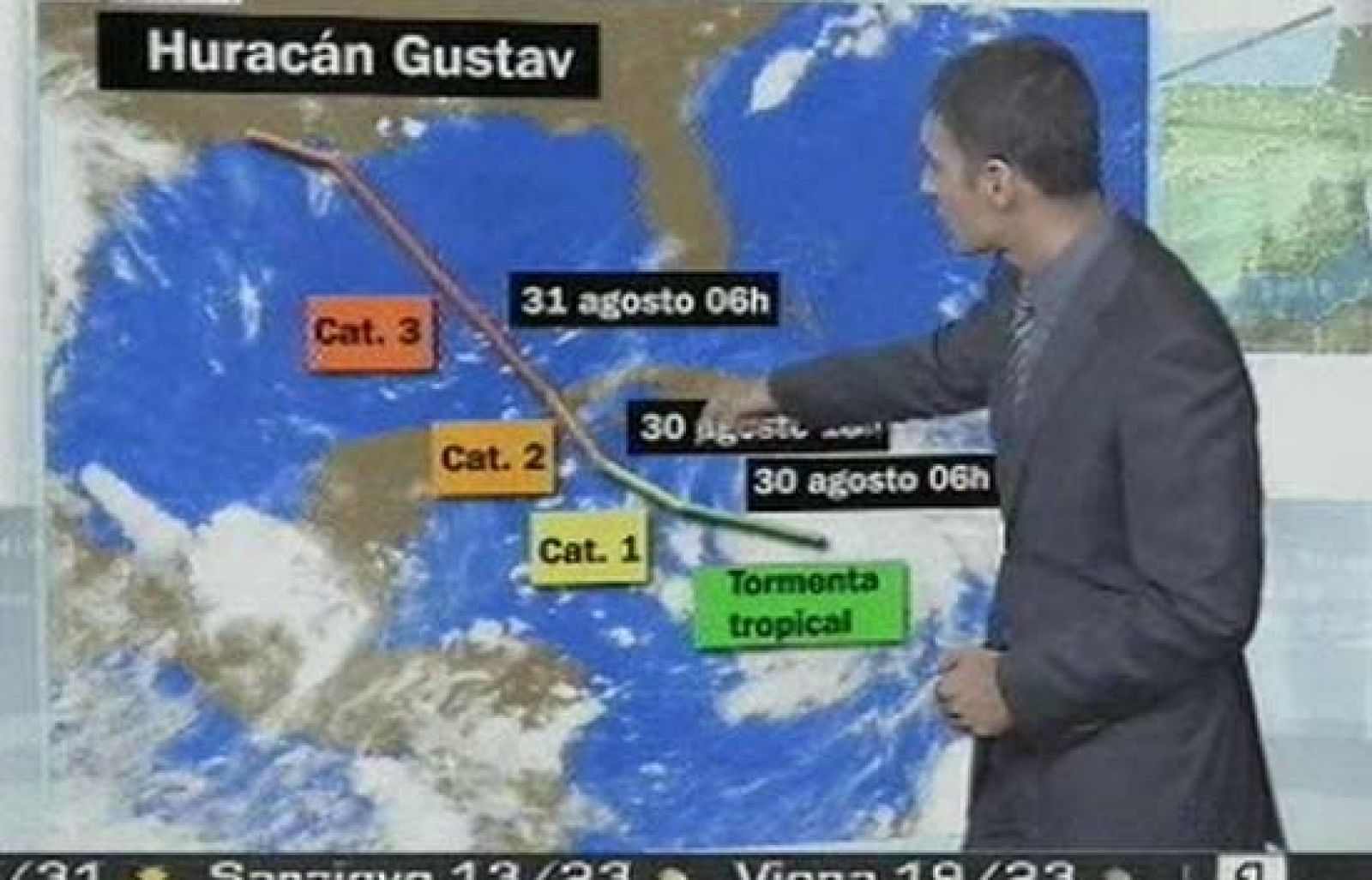 El Tiempo analiza la evolución de la tormenta tropical 'Gustav', que se convertirá en huracán a su llegada a Cuba y EE.UU. (29/08/08).
