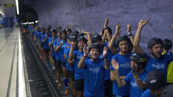Telediario 1 - El metro de Barcelona se llena de "runners"