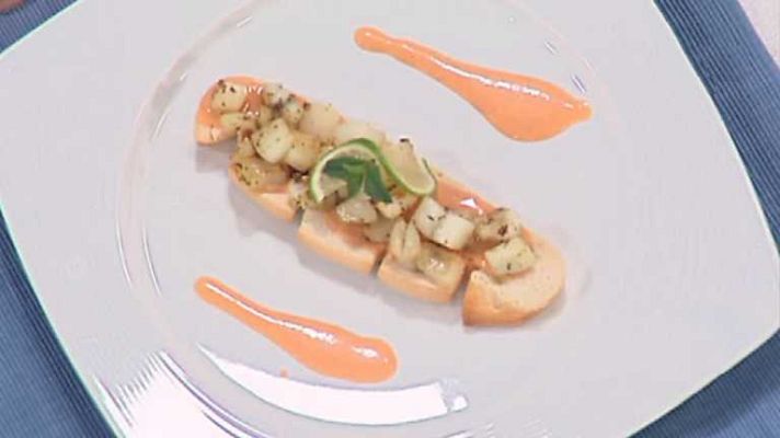 Cocina con Sergio - Tosta de sepia salteada al ajo tostado