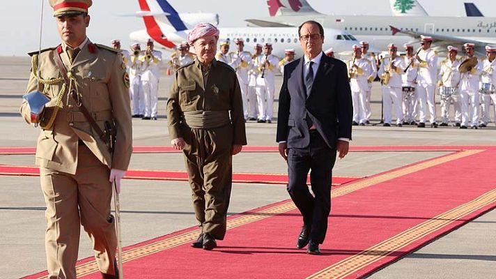 Telediario 1 - Hollande visita Bagdad y advierte sobre el peligro del EI