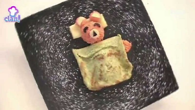 Receta Exprés - Edredón de tortilla sobre osito de arroz dormido