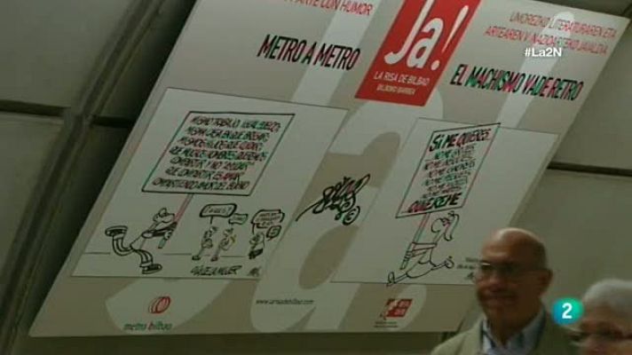 La 2 Noticias - Forges exhibe sus viñetas contra el machismo en el festival La risa de Bilbao