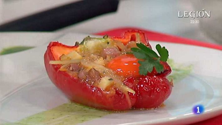 Cocina con Sergio - Pimientos rellenos con huevo y beicon