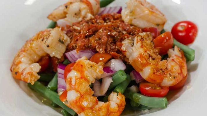 RTVE Cocina - Ensalada de judías verdes con gambas y vinagreta