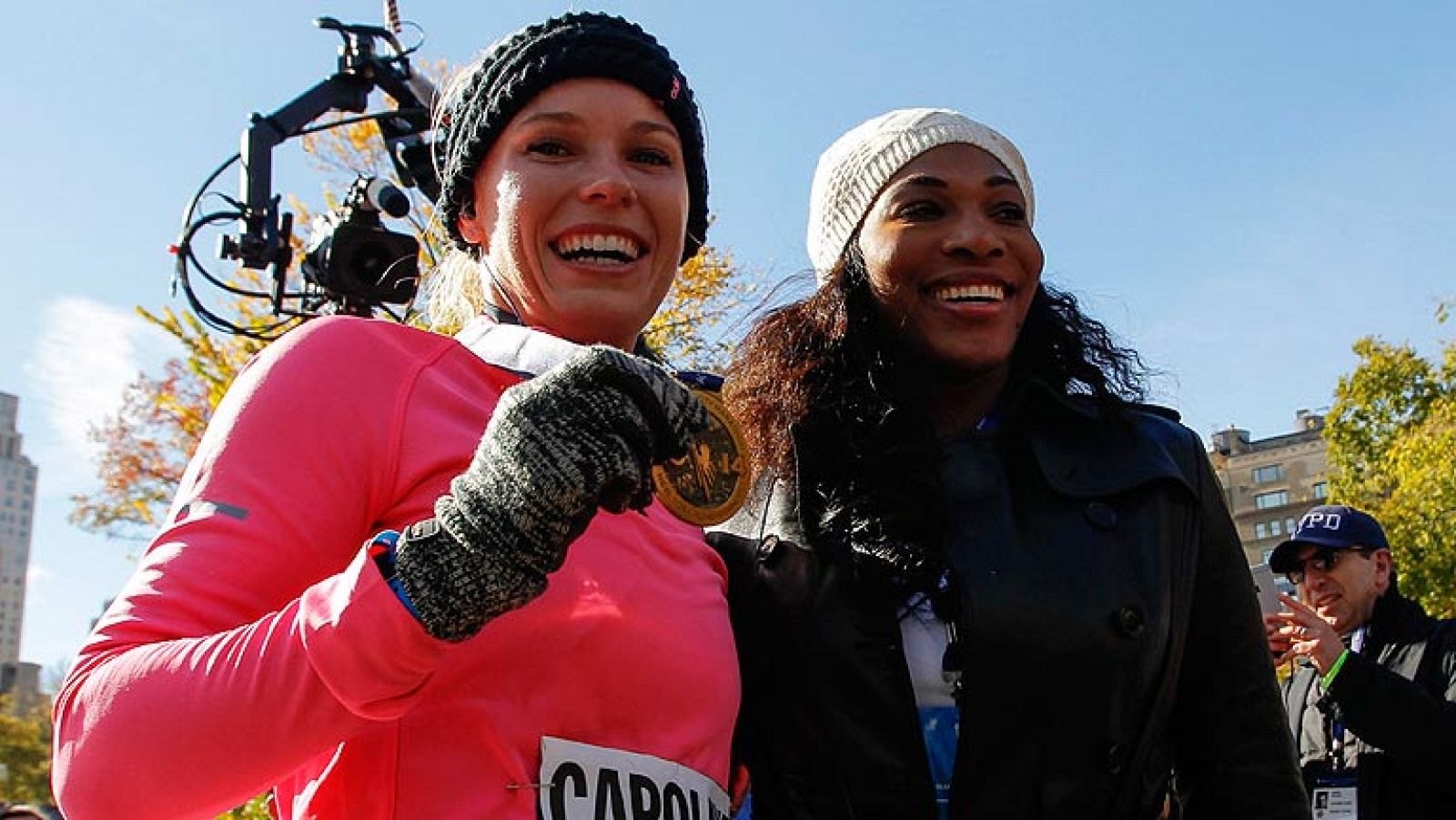 Caroline Wozniacki, feliz tras terminar el maratón de Nueva York