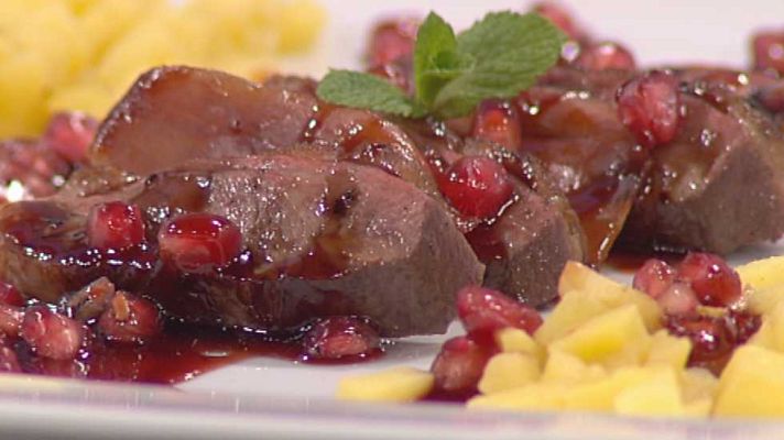 Cocina con Sergio - Magret de pato con salsa roja de granadas