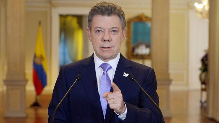 Telediario 1 - Santos pide a las FARC "acciones" y no solo "palabras"  para demostrar su voluntad de paz