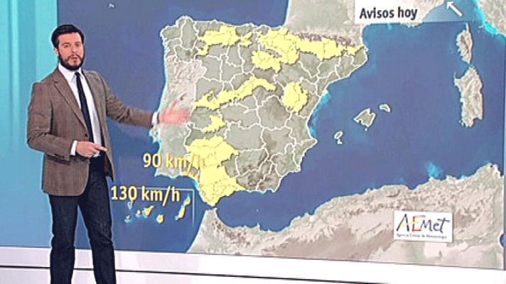 El tiempo - Alertas por viento en Canarias, Andalucía y las cumbres del norte y el centro peninsular