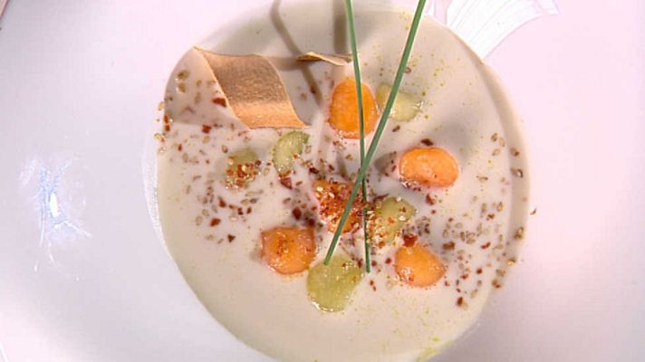 Cocina con Sergio - Crema de jamón con salteado de melón