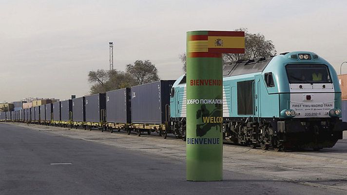 Telediario 1 - Primer convoy de mercancías que conecta de forma directa China y España