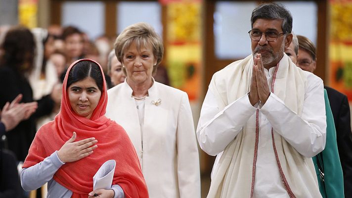 Telediario 1 - Satyarthi y la joven Malala reciben el Nobel de la Paz
