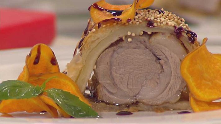 Cocina con Sergio - Lomo de cordero hojaldrado con quinoa y arándanos