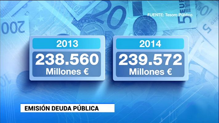 Telediario 1 - El Tesoro Público emite más deuda pública en 2014 aunque a menor interés