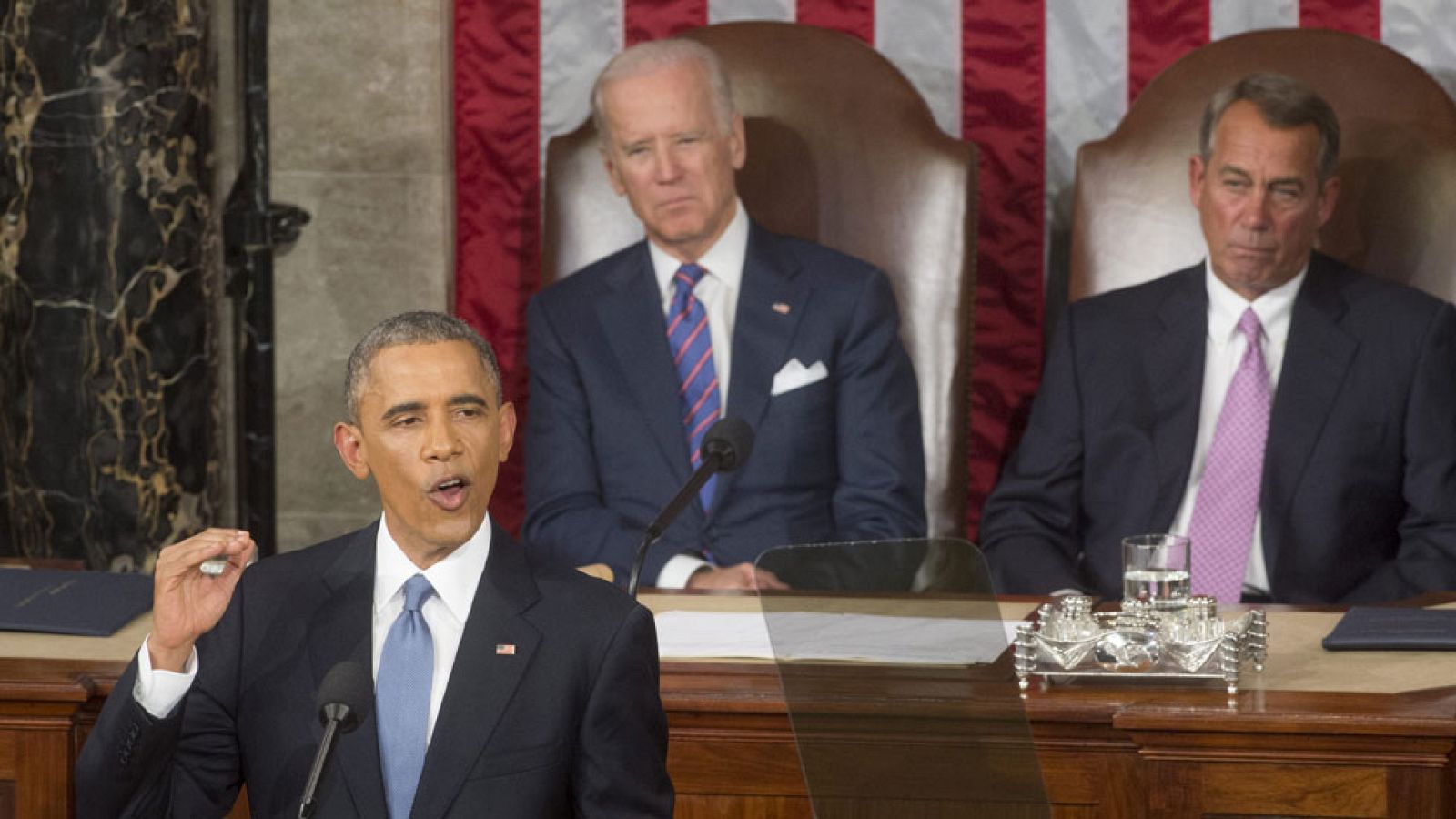 El presidente de Estados Unidos, Barak Obama, pronuncia en el Capitolio su séptimo discurso sobre el Estado de la Unión ante la Cámara de Representantes y senadores
