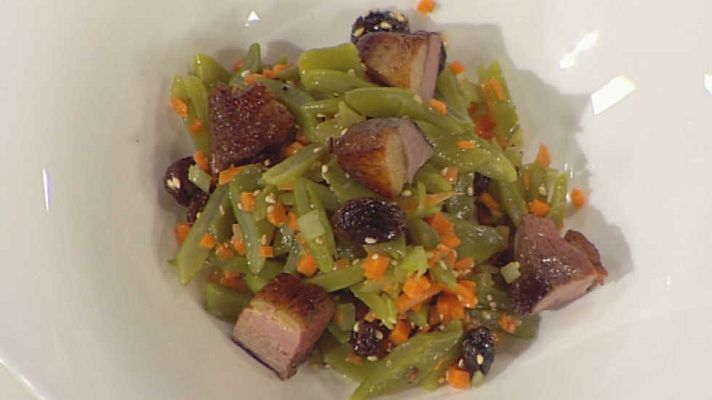 Cocina con Sergio - Judías verdes con sésamo y pato