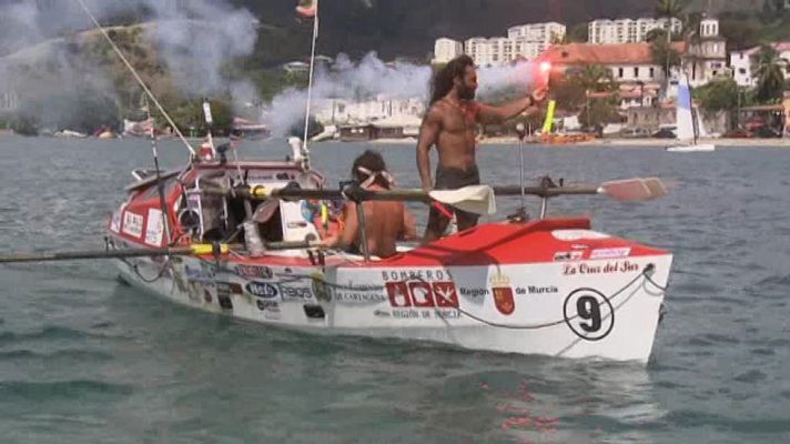 Telediario 1 - Los bomberos que cruzaron el Atlántico a remo