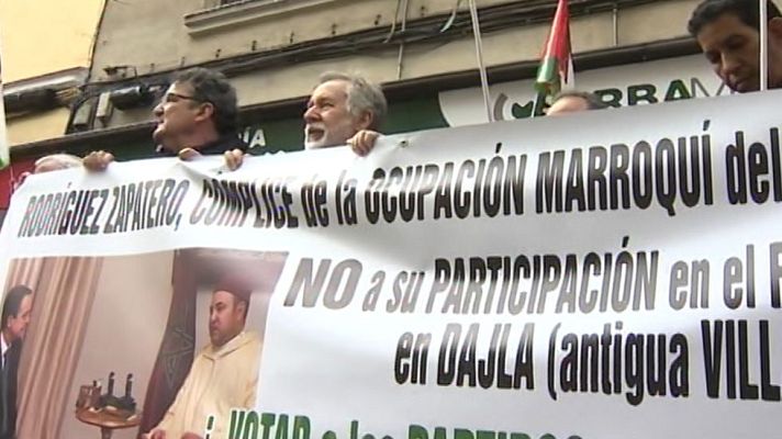 Telediario 1 - Zapatero interviene en un foro auspiciado por el Rey Mohamed VI