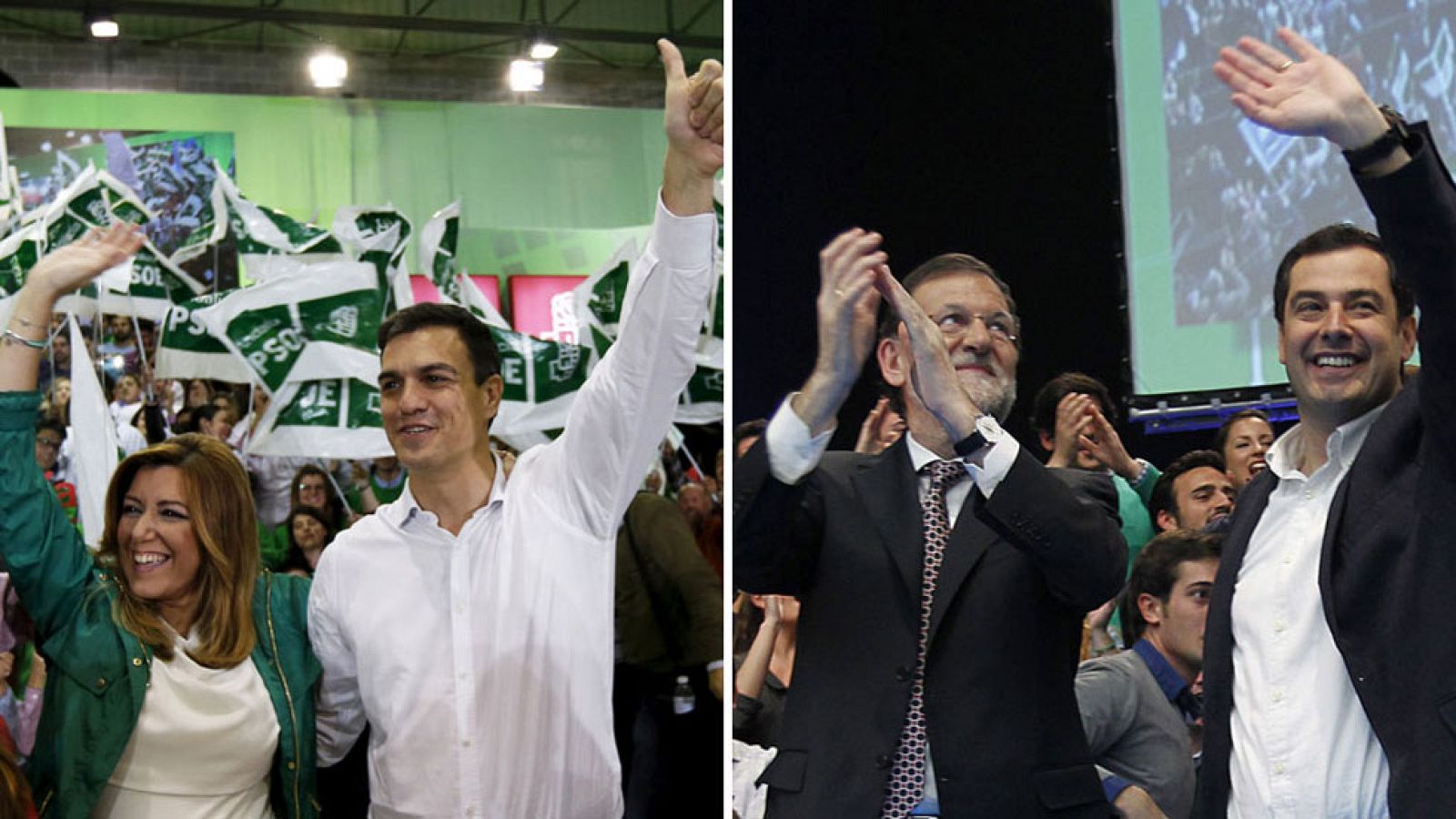 Los líderes nacionales arropan a sus candidatos en el cierre de la campaña electoral andaluza, en Sevilla