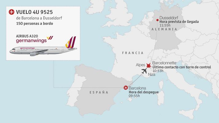 Telediario 1 - Investigación sobre el accidente aéreo en Francia