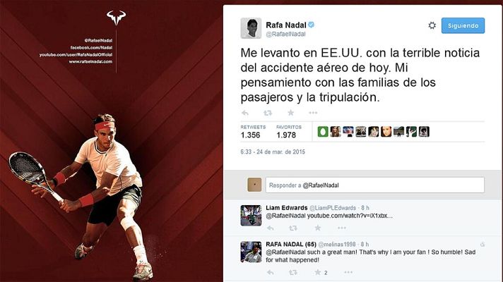 Telediario 1 - El mundo del deporte, consternado por el accidente aéreo en Francia