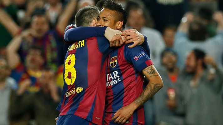 Telediario 1 - Iniesta y Neymar llevan al Barça a semis