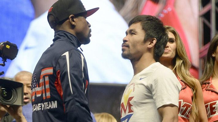 Telediario 1 - Mayweather - Pacquiao, la 'pelea del siglo' se calienta en el pesaje