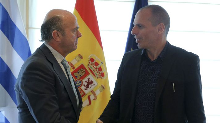 Telediario 1 - De Guindos recibe en Madrid a Yanis Varufakis