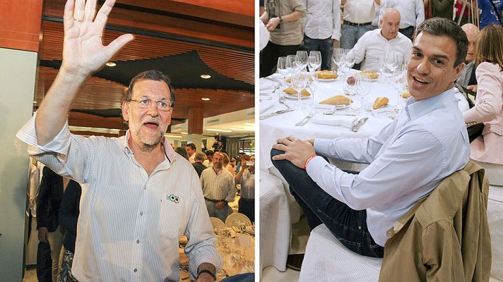 Telediario 1 - Rajoy y Sánchez hacen doblete en el quinto día de campaña