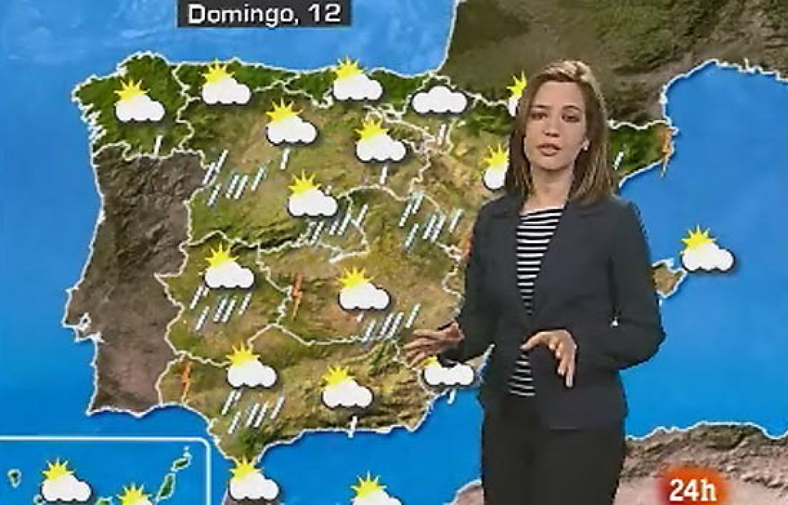 Lluvias en toda la Península con tendencia a remitir. En el frente cantábrico, Canarias y Baleares habrá nubes y pocas posibilidades de lluvias. Las temperaturas siguen altas en Andalucía y el Levante y los dos archipiélagos.