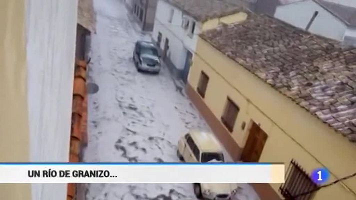 Telediario 1 - Tormentas de granizo en Cuenca y Murcia