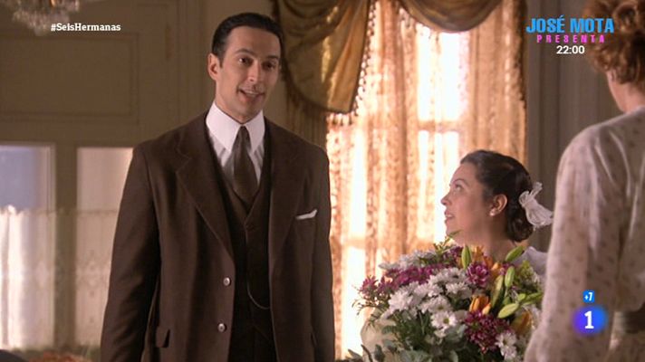Seis hermanas - Luis le regala un ramo de flores a Francisca