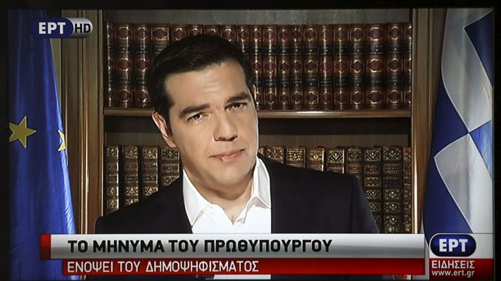 Telediario 1 - Tsipras vuelve a defender el 'no' en el referéndum en un mensaje televisado
