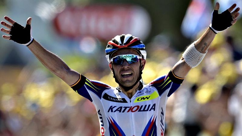 El español Joaquín "Purito" Rodríguez logró hoy en el Muro de Huy su segunda victoria en el Tour de Francia, por delante del británico Chris Froome. El ciclista del Katusha, de 36 años, se había impuesto en 2010 en la etapa con final en Mende.